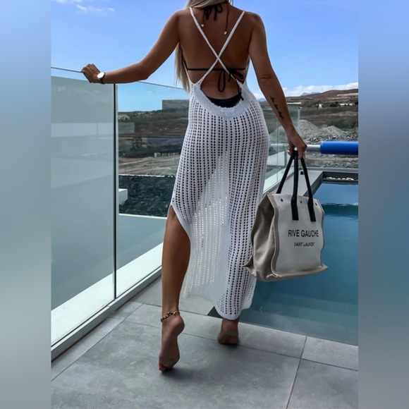 Openwork Slit Cutout Wide Strap Dress - Picture 16 of 16